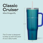 Corkcicle Cruiser Insulated Tumbler with Handle & Straw, 40 oz, Dragonfly - Image 2