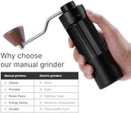Black Portable Manual Coffee Grinder, with Stainless Steel CNC40 Conical Burr, - Image 5