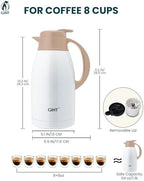 GiNT Stainless Steel Thermal Coffee Carafe, Double Walled Vacuum Thermal Carafe, Water and Beverage Dispenser,12 Hour Heat Retention，65 OZ /1.9 Liter White - Image 4