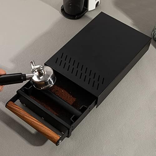Espresso Knock Box Drawer with Handle Coffee Grounds Container Stainless Steel Coffee Knock Box Espresso Accessories Dump Bin CoffeeBar Accessories (BLACK) - Image 4