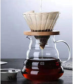 Coffee Filters Coffee Pot Glass Coffee Maker Wooden Coffee Dripper and Pot Set for Coffee Filter Reusable Coffee Filters(360ML) - Image 2