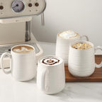 HASENSE Coffee Mugs Set of 4, 15 Ounce Porcelain Latte Mug Set with Handle for Morning Coffee Tea and Cocoa, Ceramic Coffee Cups with Unqiue Glaze for Men, Women, Plain - Image 2