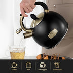 choxila Stovetop Tea Kettle - 2.64 Quart Whistling Tea Pot for Stove Top, Stainless Steel Tea Kettle for All Stovetops Including Induction, Gas, Electric | Ergonomic Pouring Design - Image 4