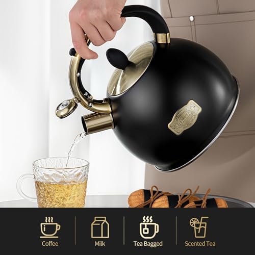 choxila Stovetop Tea Kettle - 2.64 Quart Whistling Tea Pot for Stove Top, Stainless Steel Tea Kettle for All Stovetops Including Induction, Gas, Electric | Ergonomic Pouring Design - Image 4