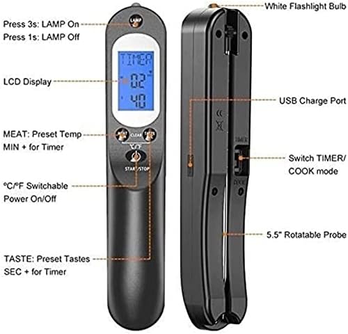 KouRy Digital Instant Read Meat Thermometer for Kitchen, Food Cooking, Grill, BBQ, Smoker, Candy, Home Brewing, Coffee, and Oil Deep Frying (Black) - Image 2
