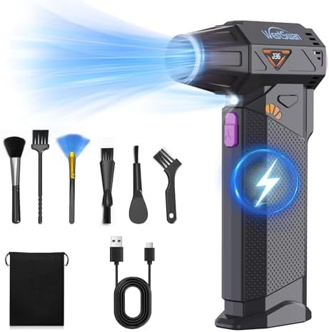 Compressed Air Duster, 210000RPM Mini Electric Air Duster Equipped with Continuously Variable Speed, Cordless Turbo Blower for Keyboard, PC, Car, Home, Outdoor by Westswan