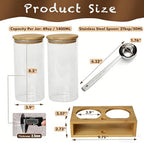 Glass Coffee Containers With Shelf - Coffee Bar Organizer And Accessories, Coffee Jars With Spoon, 2x 49oz Airtight Sealed Coffee Canister For Coffee Bean, Ground Coffee, Nuts - Image 4