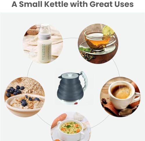 Travel Electric Kettle Small, Collpasible Electric Kettle, Portable Tea Kettle + Paperless Collapsible Pour Over Coffee Dripper, Travel Pour Over Coffee Maker Camping Single Cup (Black) - Image 2