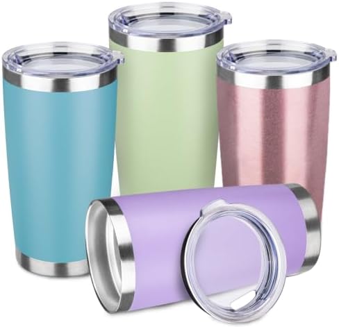 StarSpeed 4 Pack 20oz Stainless Steel Travel Coffee Tumbler,Misty Colors by StarSpeed