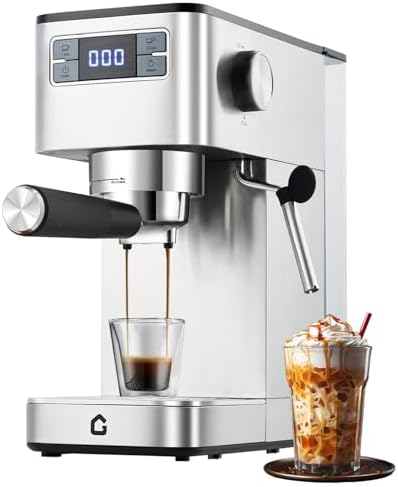 Takywep Compact 20 Bar Espresso Machine with Built-In Steam Milk Frother, Stainless Steel Semi-Automatic Coffee Maker with Removable Water Tank for Lattes, Cappuccinos, Macchiatos, Home and Office by HOME