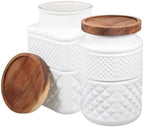 2 Pack Glass Tea Canisters with Wood Lids, 1800ml Food Storage Jars by EXAOMBLE