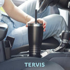 Tervis Traveler Powder Coated Stainless Steel Triple Walled Insulated Tumbler Travel Cup Keeps Drinks Cold & Hot, 30oz - with Straw Lid, Foxberry Red - Image 6