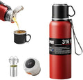 Double wall vacuum Leakproof stainless steel wide mouth insulated water bottle;tea tumbler with infuser,cup,lid;smart thermoses hot coffee;thermal flask ice drinks with led digital temperature display by Unknown