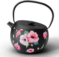Toptier Teapot with Removable Infuser, Cast Iron Tea Kettle Stovetop Safe, Solid Geometry Ball Design Tea Pot Coated with Enameled Interior for 32 Ounce (950 ml), Morning Glory by toptier