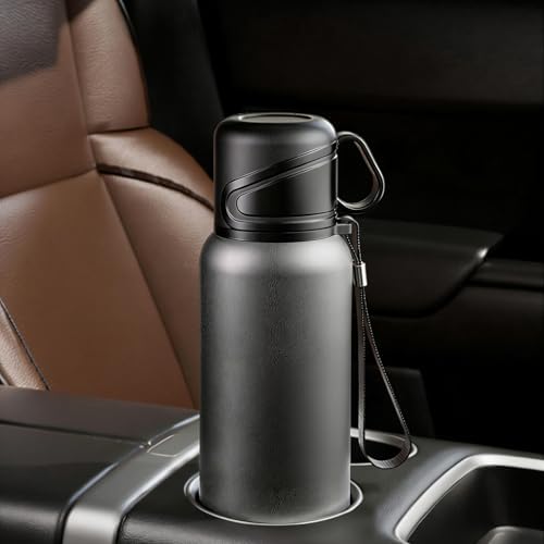 Double wall vacuum Leakproof stainless steel wide mouth insulated water bottle;tea tumbler with infuser,cup,lid;smart thermoses hot drinks;thermal flask ice coffee with led digital temperature display - Image 2