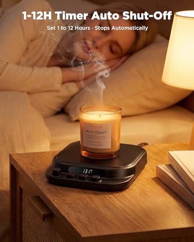 Coffee Mug Warmer for Desk with 7 Temperature Settings, 1–12 Hour Timer, Gravity Sensor and Auto Shutoff, Cup and Candle Warmer for Coffee, Tea and Milk, Black - Image 5