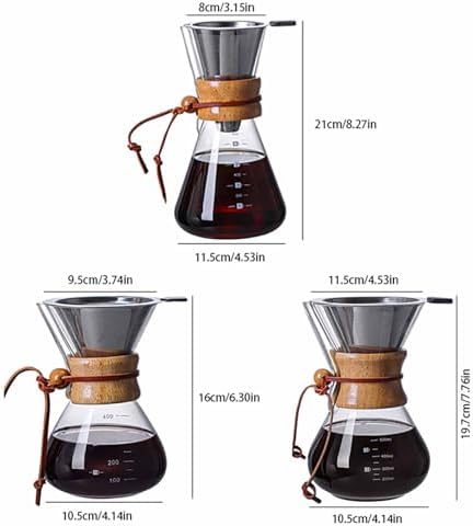 Pour Over Coffee Maker with Stainless Steel Filter, 13.5 OZ Glass Carafe Drip Coffee Maker – Reusable & Portable for Home, Office, Camping 400ML - Image 2