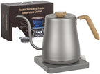 Gooseneck Digital Electric Kettle Set, 304 Stainless Steel Interior Programmed Temperatures with ±1℉ Temperature Control Function, 1000 Watt Rapid Boiling And Keep Warm Function,Silver by NERNGZC