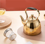Thickened Teapot with Removable Infuser Stainless Steel for Hotels Restaurants(Gold,1L) - Image 5