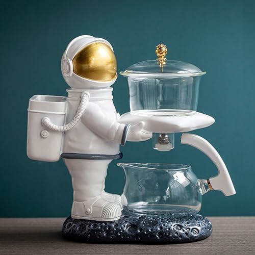 YUDIZWS Teapot for One Set, Astronaut Moon Teapot Set Kungfu Magic Tea Set Glass Magnetic Teapot Semi-Automatic Water Guide Magnetic Teapot with Infuser Heat-Resistant,B - Image 3