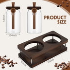 Suclain Glass Coffee Grounds Container with Shelf 2 x 29 oz Glass Coffee Bean Storage Canisters with Airtight Thread Lid and Measuring Spoon for Kitchen Sugar(Novel Style, Wood) - Image 2