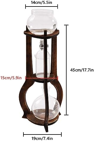 Xuthusman 600ml Durable Glass Iced Coffee Cold Brew Pot Coffee Filter Drip Tower Coffee Maker Coffee Filter Pot 6-8 Cup (Brown) - Image 3