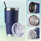 DOMICARE 30oz Tumbler Bulk with Lid and Straw, Double Wall Travel Coffee Mug, Insulated Vacuum Stainless Steel Tumblers, Powder Coated Tumbler Cup (Navy, 8) - Image 6