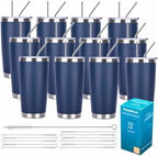 Pandance 20oz Stainless Steel Insulated Tumblers Bulk, Navy Blue, 12 Pack by Pandance