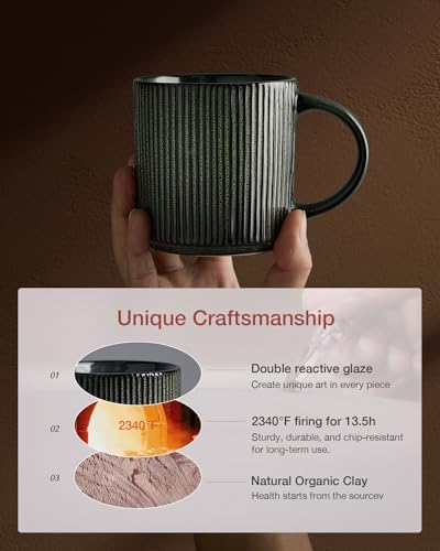 famiware Coffee Mug Set of 6, Star 12 oz Ceramic Mugs Cups Set with Handle - Image 6