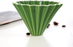 Ceramic Coffee Dripper Pour Over Coffee Maker Handmade Origami Coffee Filter Cup Flower Shape Funnel Drip Cafe Cake Cup Home(Green,1-2CUP) - Image 2