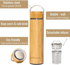 Custom Name Bamboo Tea Infuser 17 oz Tea Tumbler Infuser Bottle for Loose Tea Leaves, Tea Cup Travel Mug Stainless Steel Gift - Image 3