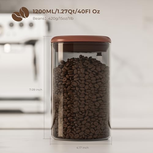 15OZ Amber Glass Coffee Canister with Pop Lid, Airtight Storage Jar with UV Protection for Coffee Beans, Tea, Espresso, Sugar & Dry Food, Kitchen Countertop Container - Image 3