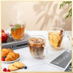 Patelai 8 Pcs 16oz Clear Glass Coffee Mugs Double Walled Coffee Cups Glasses Insulated Latte Mugs with Handle Espresso Clear Cups for Cappuccino Tea, Heat Resistant Glasses - Image 4