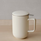 WENSHUO Tea Infuser Mug with Lid, Ceramic Cup for Loose Leaf, 20 oz, Crème by WENSHUO
