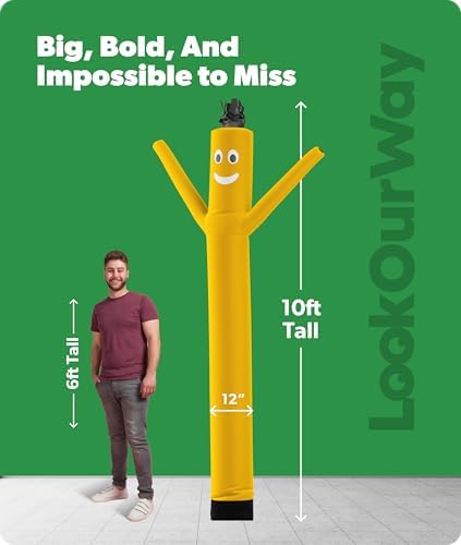 LookOurWay Air Dancers Inflatable Tube Man Attachment - 10 Feet Tall Wacky Waving Inflatable Dancing Tube Guy for Business Promotion - Blower Not Included - Yellow - Image 3