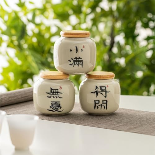 thalo Stash Jar Container Bulk Tea Storage Container Ceramic Candy Nut Sealed Jar Home Kitchen Food Storage Jar Empty Jar Small Portable Vintage Storage Jars(Color:F) - Image 5