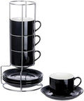 8 Ounce Stackable Cappuccino Cups with Saucers and Metal Stand by CHILDIKE
