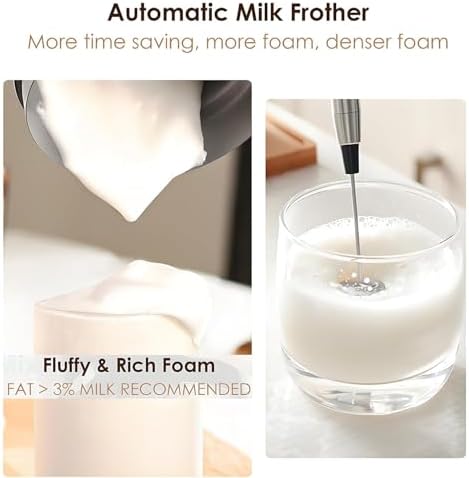 5-in-1 Milk Steamer and Frother, Electric Milk Frother, with LCD Display, Adjustable Temperature (45/55/65℃), Frothing Capacity 130ml, for Coffee, Latte, Cappuccino - Image 5