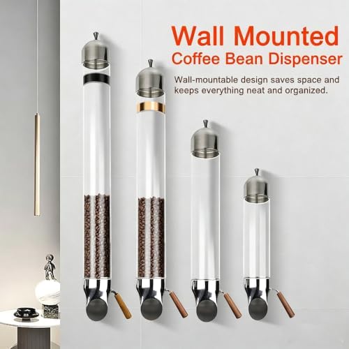 Wall Mounted Coffee Bean Dispenser, Candy Machine Grain Dispenser, Glass Tube Diameter 9cm, Adjustable Bean Output, for Home Commercial Candy Oatmeal Tea 100cm - Image 6