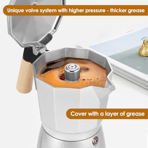 Moka Pot Electric Espresso Coffe Maker, 300ml 6 Cups Portable Coffee Pot with Overheat Protection and Detachable Base, Electric Espresso Maker, 450W, Silver - Image 4