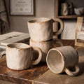Rtteri Set of 4 Vintage Pottery Coffee Mugs, 8.5 oz Handmade Stoneware Cups by Rtteri