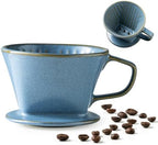 Gomakren 12 Inch White Porcelain Serving Platter Dishes Set of 3 Deep Bowl & Pour Over Coffee Maker Ceramic Coffee Dripper, 3 Hole Cone Brewer by Gomakren