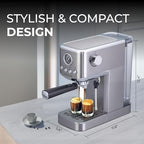Epsilon Coffee Machine with Milk Frother, Compact 20-Bar Espresso Maker, Hot and Iced Coffee Maker with Removable Water Tank, Cold Brew Feature, and Steam Wand, 1.2L Capacity - Stainless Steel - Image 3