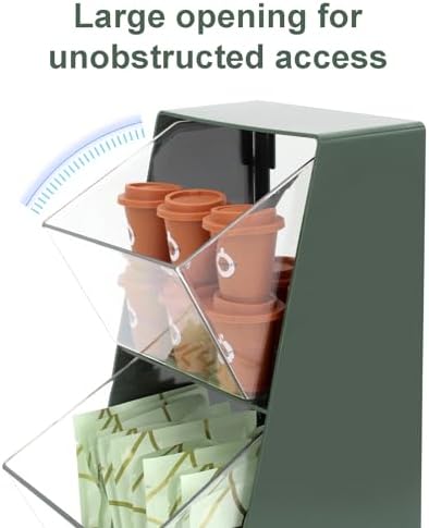 2 Pack Coffee Pod Holder K Cup Storage Organizer for Home Office Bar Countertop Organiser Storage Bins for Coffee Station Counter Container for Tea bag Sugar Creamer Filter Green - Image 2