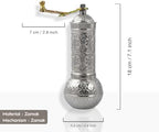 Decorative Handmade Coffee Grinder, Refillable Turkish Spice Mill, Manual Coffee Mill with Handle, Coffee Grinder Metal with Hand Crank 18 cm-7.1 inch (Silver) - Image 2