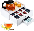 Cinnvoice Tea Bag Organizer Wooden Tea Storage Box, White by QinYee