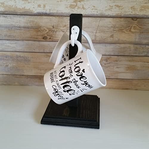 Black Mug Stand/Coffee Mug Holder Tree 2 Hook Farmhouse Cup Rack Small Stand Perfect for RV Apartment Coffee Bar - Image 6