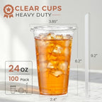 VITEVER [100 Sets - 24oz] Plastic Cups with Lids and Straws, Disposable Cups for Iced Coffee, Smoothie, Milkshake, Cold Drinks - Clear - Image 2