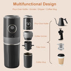 Electric Coffee Grinder and Brewing Combo Portable Coffee Maker Wireless Handbrewed Machine Rechargeable Battery Stainless Steel Cup 350ml Capacity (2566 English Version) - Image 6