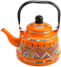 RSBFER Vintage Floral Enamel Tea Kettle - Quick Heating Stovetop Teapot with Cool Touch Porcelain Handle for Hot Water, No Whistling,Orange,2.5L by RSBFER